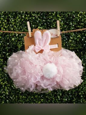 NWT INFANT BUNNY POLKA DOT TUTU HEADBAND 2-piece Set 0-12 months